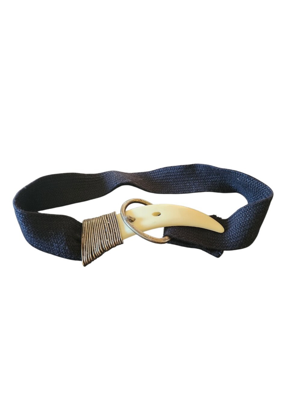 Nice! Vintage 80's Details By Patrica Green Faux Horn Black Stretch Belt